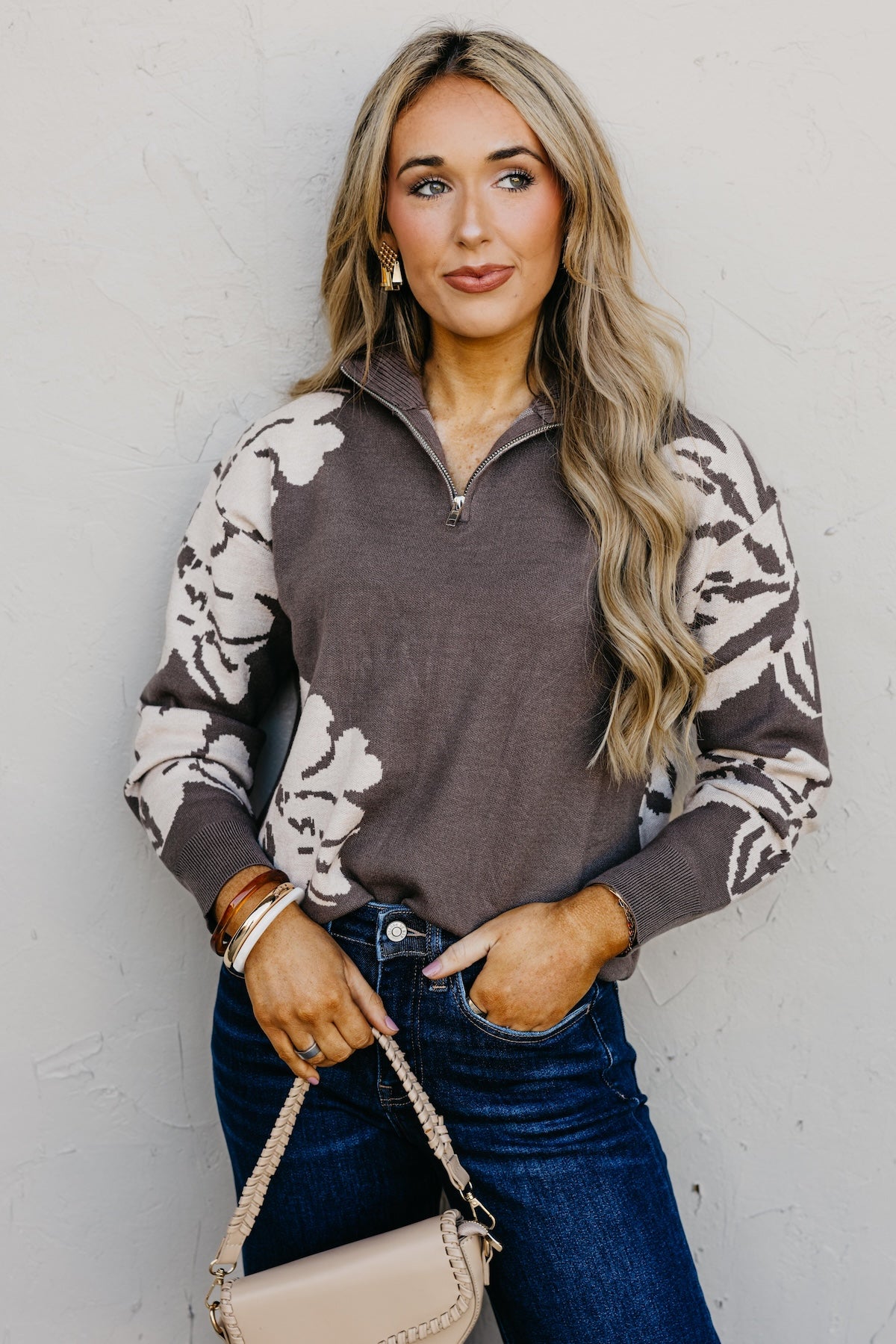 The Annabel Floral Zip Sweater