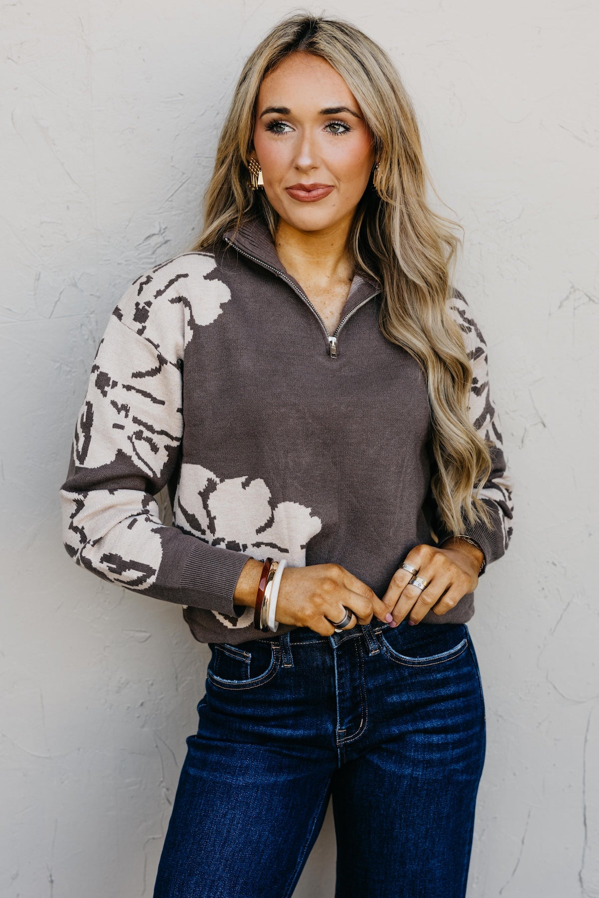The Annabel Floral Zip Sweater
