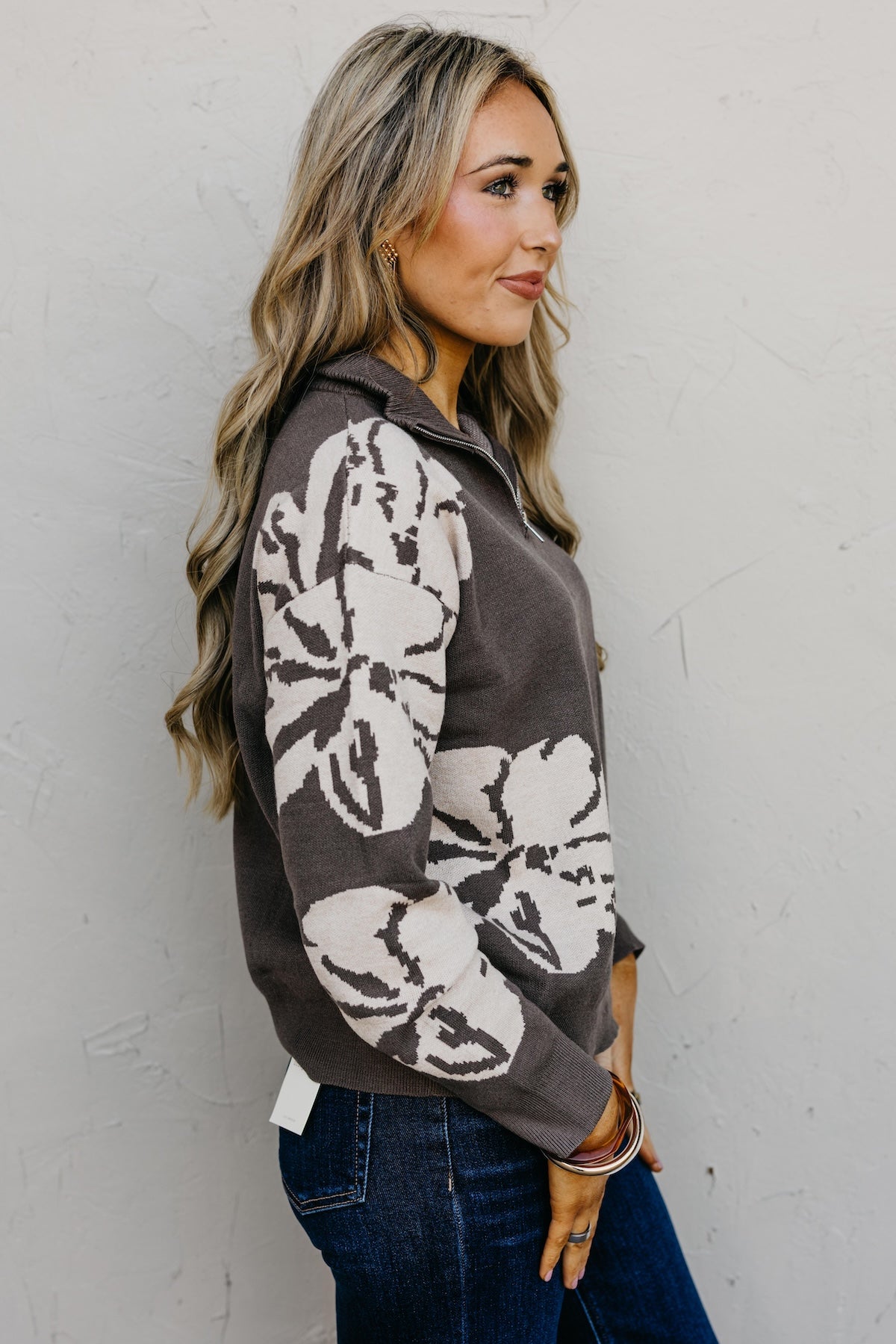 The Annabel Floral Zip Sweater