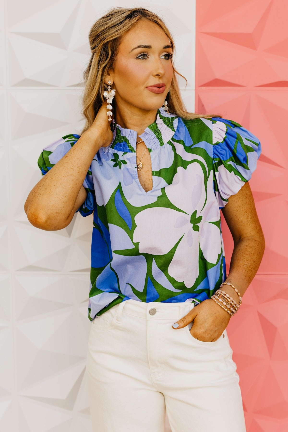 The Edison Floral Smock Neck Top