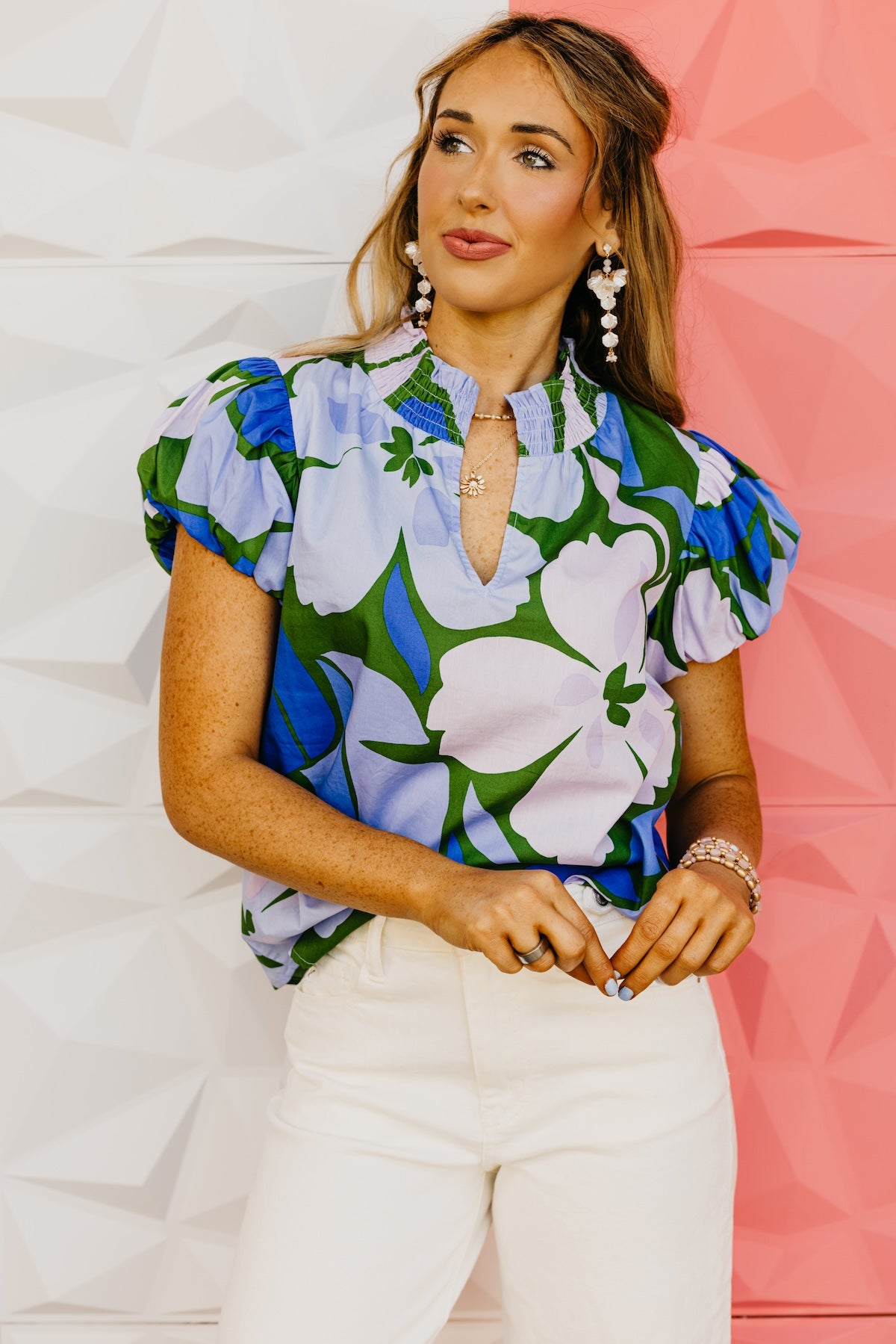 The Edison Floral Smock Neck Top