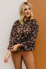 The Annamarie Floral Tinsel Henley Blouse