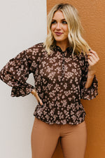 The Annamarie Floral Tinsel Henley Blouse