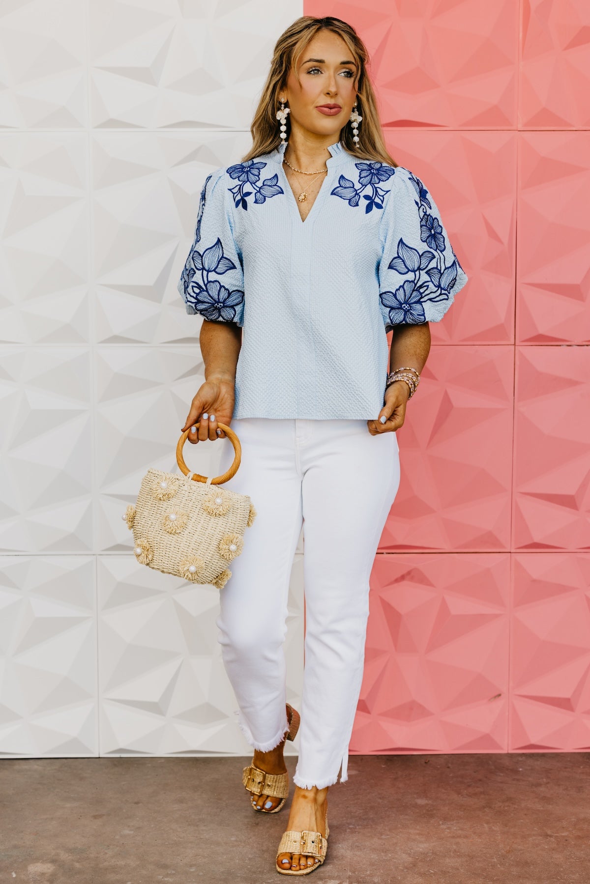 The Quentin Embroidered Puff Sleeve Top