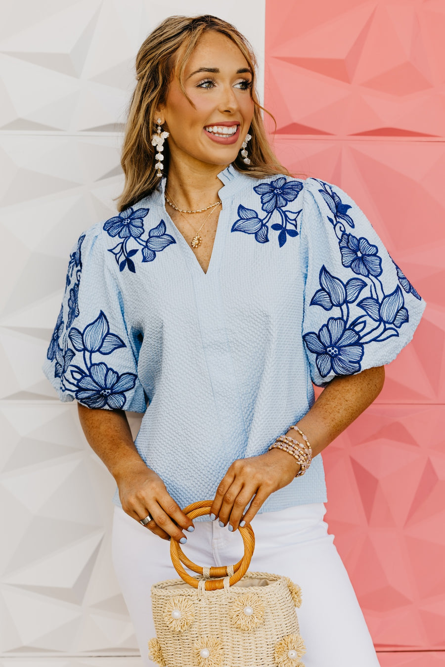 The Quentin Embroidered Puff Sleeve Top