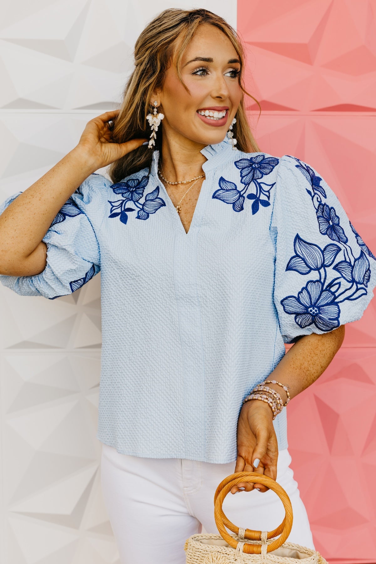 The Quentin Embroidered Puff Sleeve Top