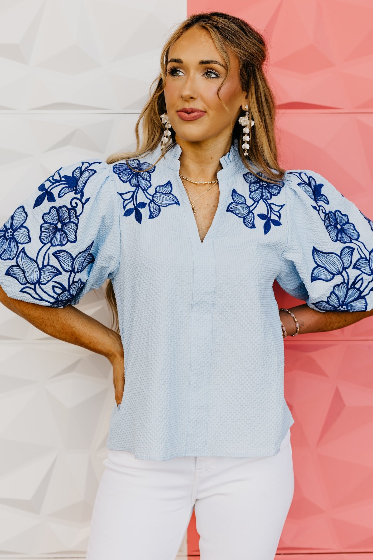 The Quentin Embroidered Puff Sleeve Top