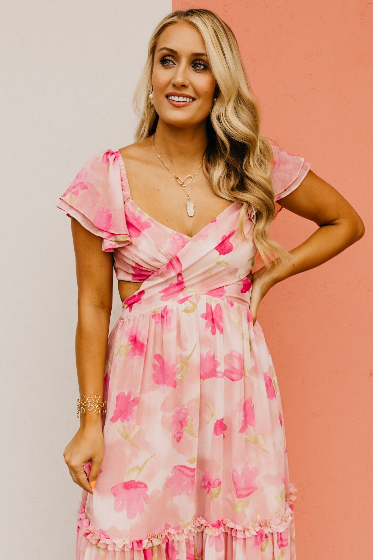 The MaKenna Floral Cut Out Maxi Dress