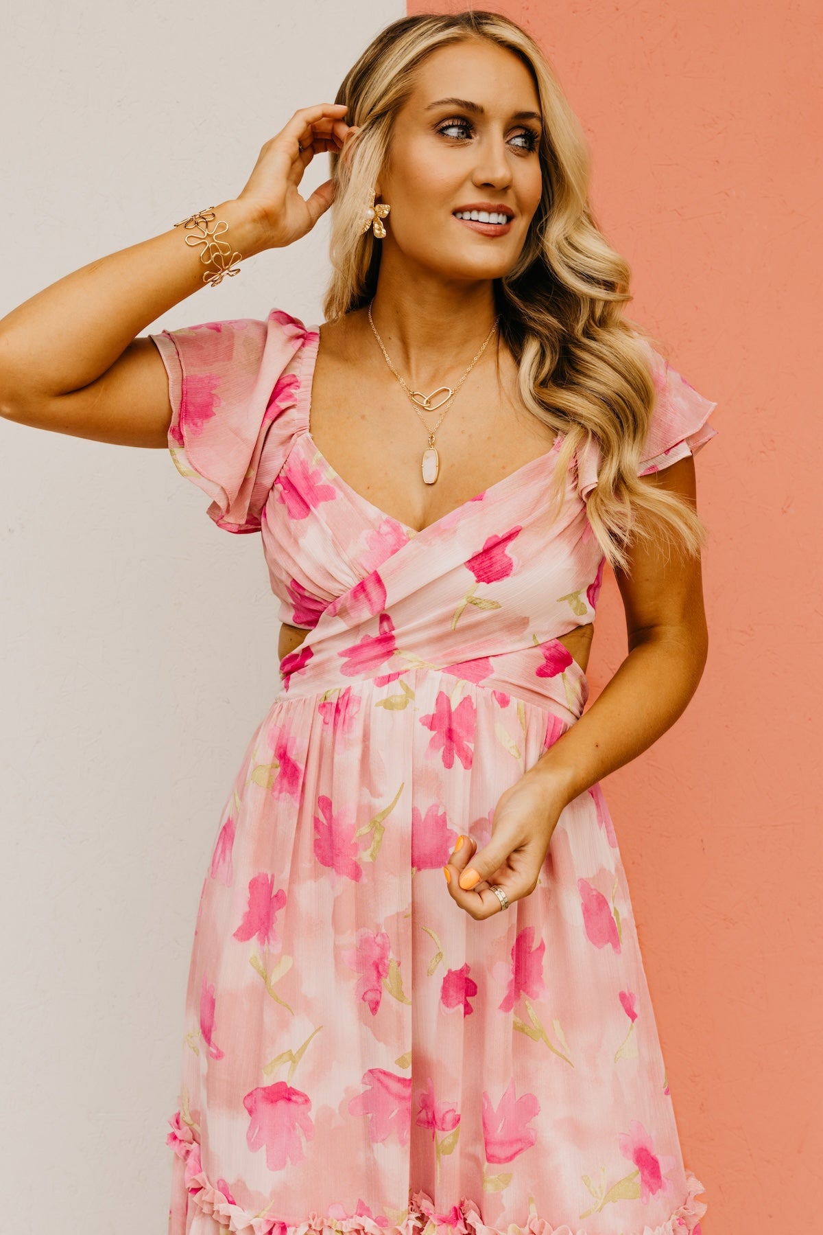 The MaKenna Floral Cut Out Maxi Dress