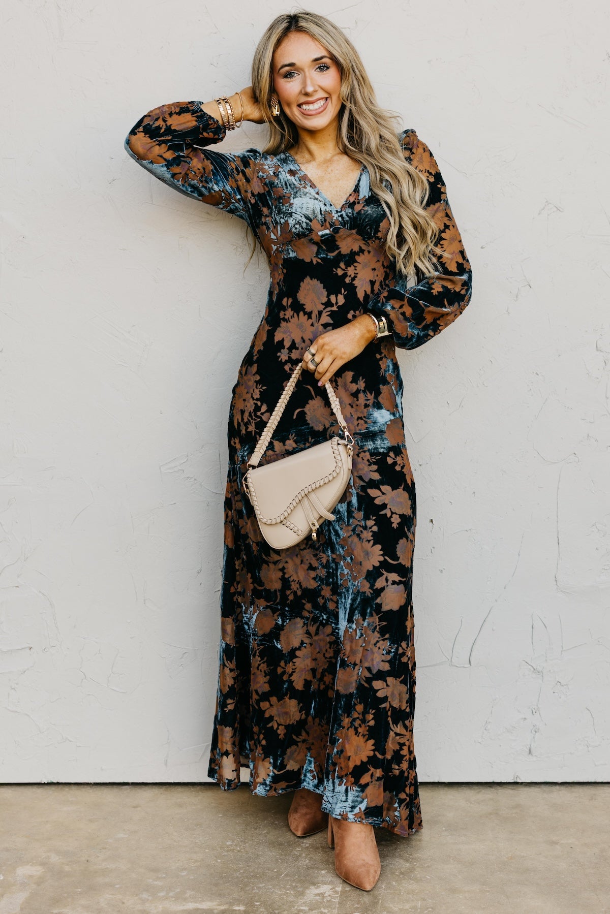 The Mariska Burnout Velvet Maxi Dress
