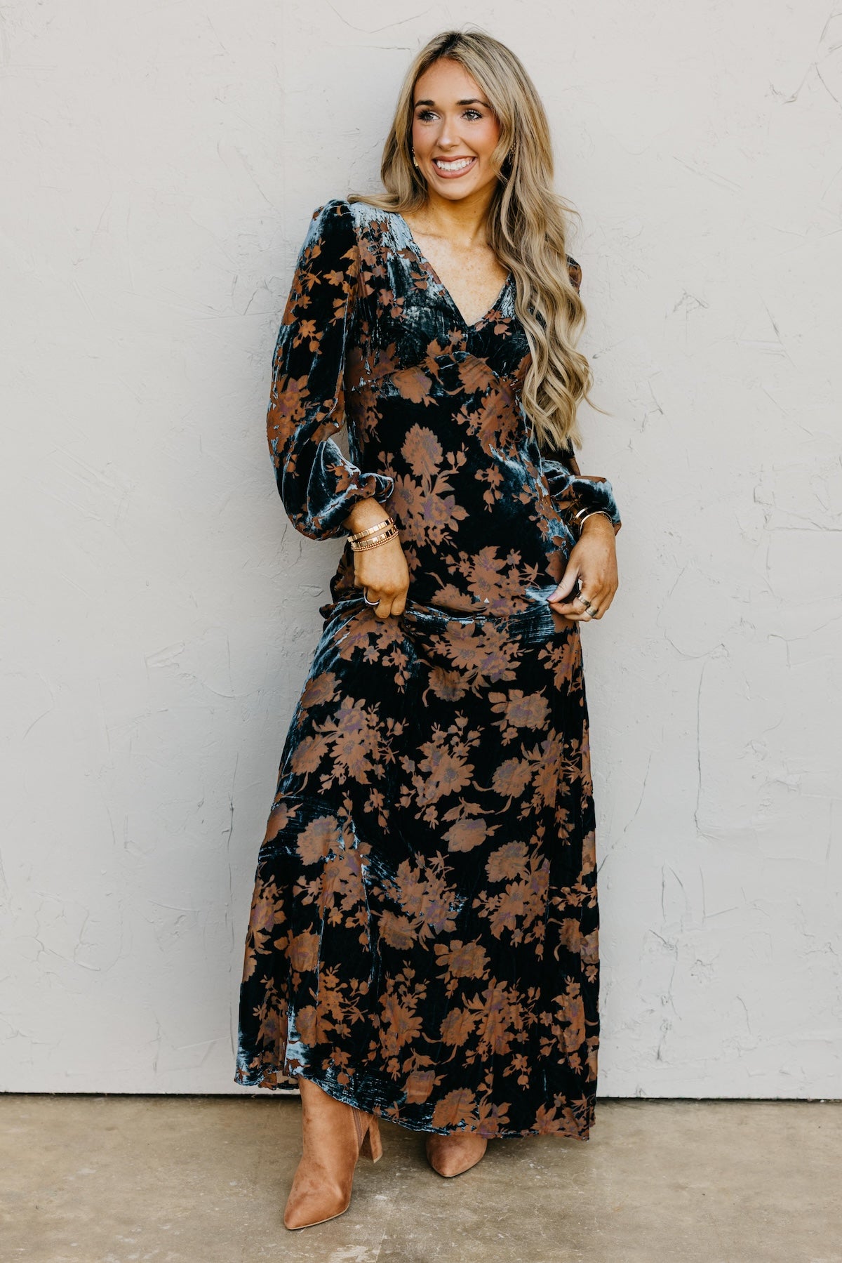 The Mariska Burnout Velvet Maxi Dress