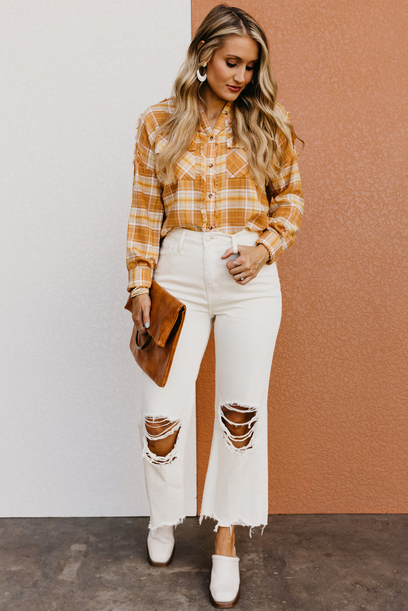 The Poppy Frayed Edge Button Down Shirt