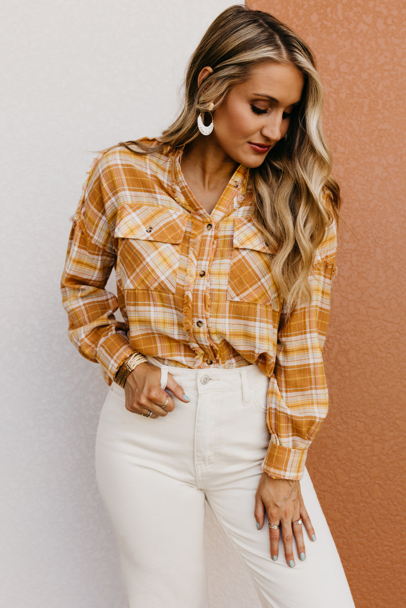 The Poppy Frayed Edge Button Down Shirt