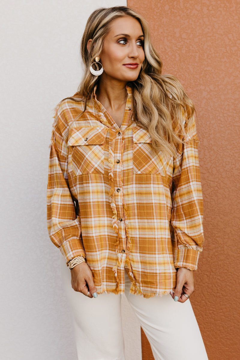 The Poppy Frayed Edge Button Down Shirt