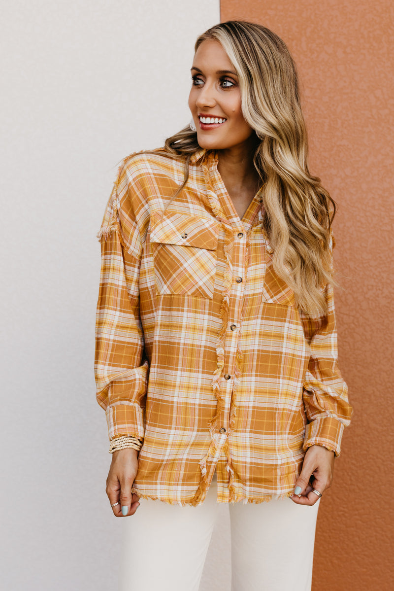The Poppy Frayed Edge Button Down Shirt