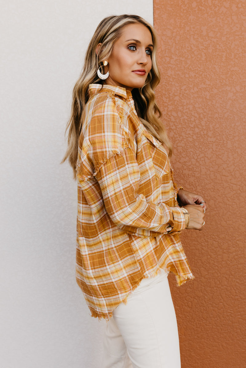 The Poppy Frayed Edge Button Down Shirt