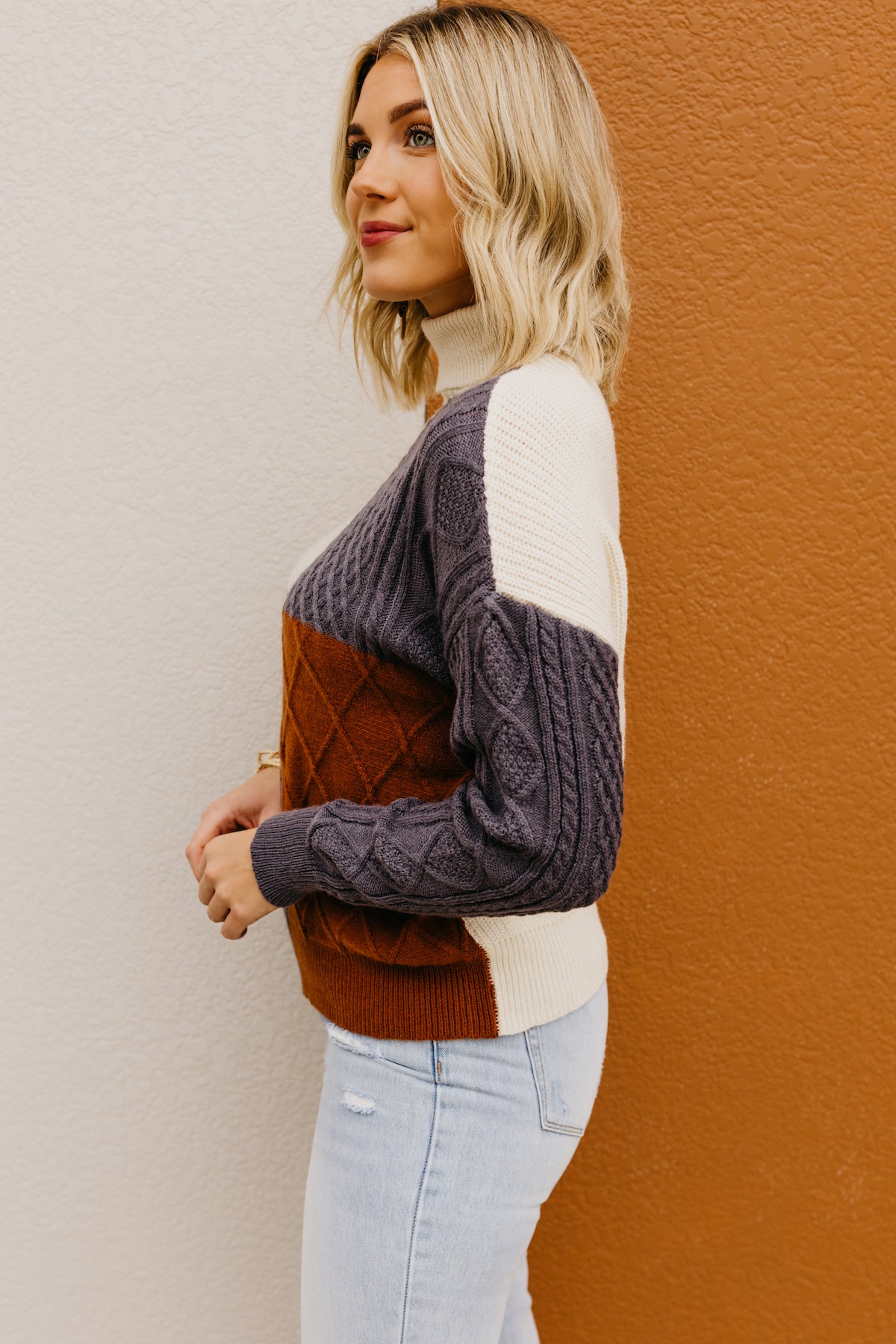 The Giovanni Color Block Cable Knit Sweater  - FINAL SALE