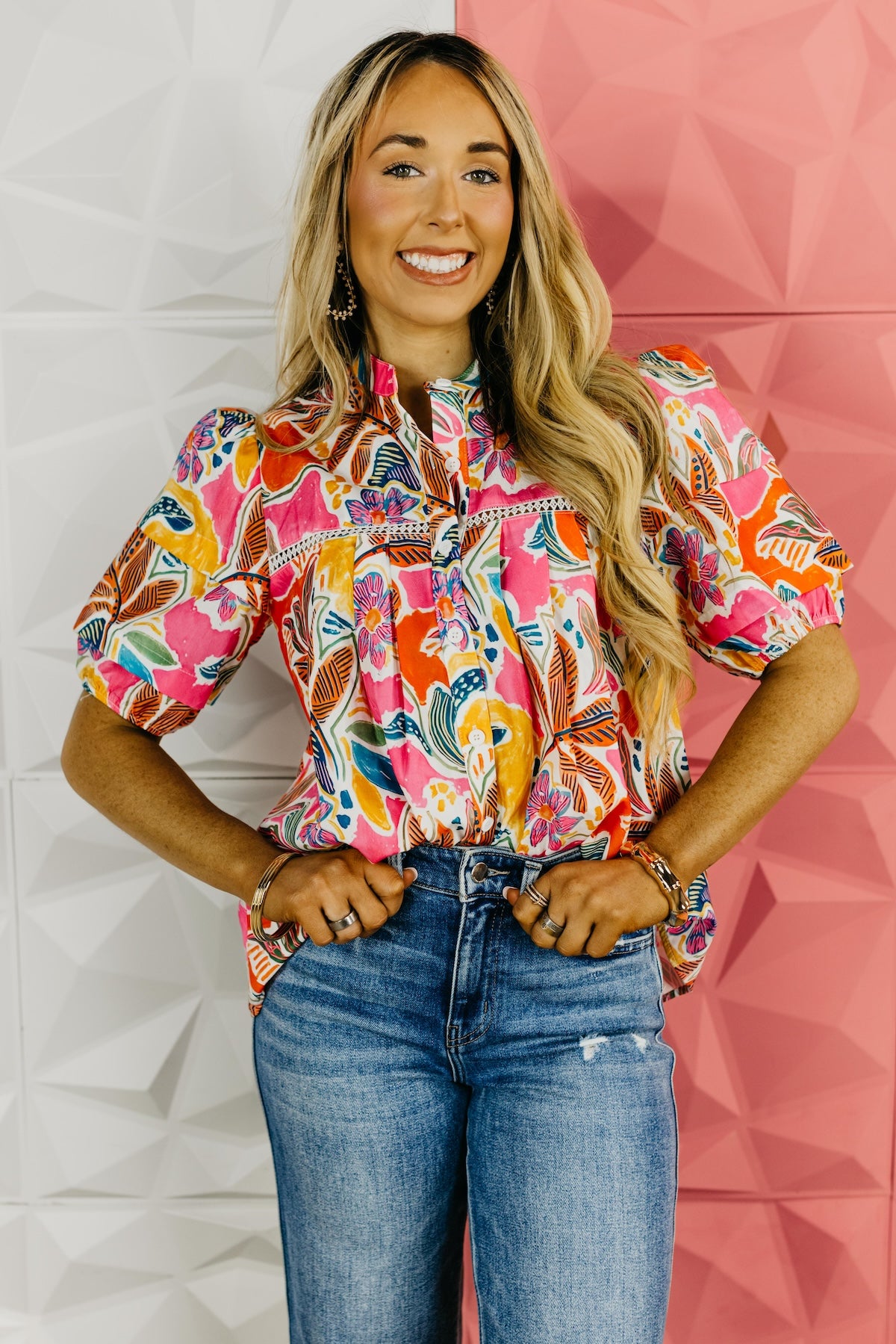 The Gibson Floral Pleated Blouse