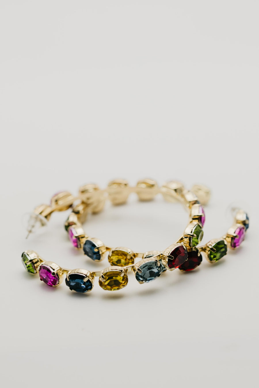 The Sandra Large Multi Color Gem Stone Hoop Earring