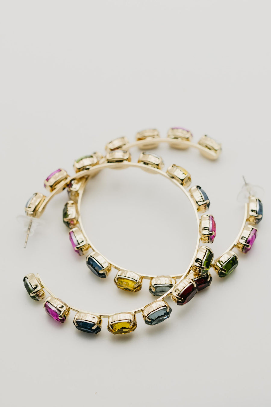 The Sandra Large Multi Color Gem Stone Hoop Earring