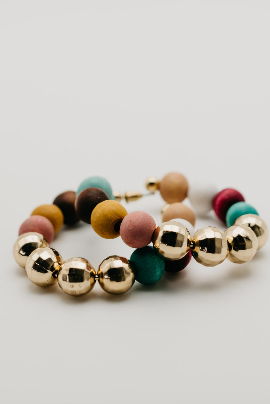 The Wane Multi Color Wood Hoop Earring