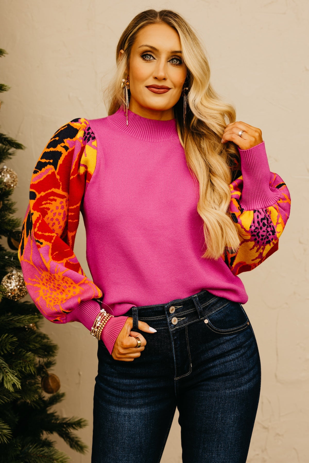 The Delilah Floral Sleeve Sweater