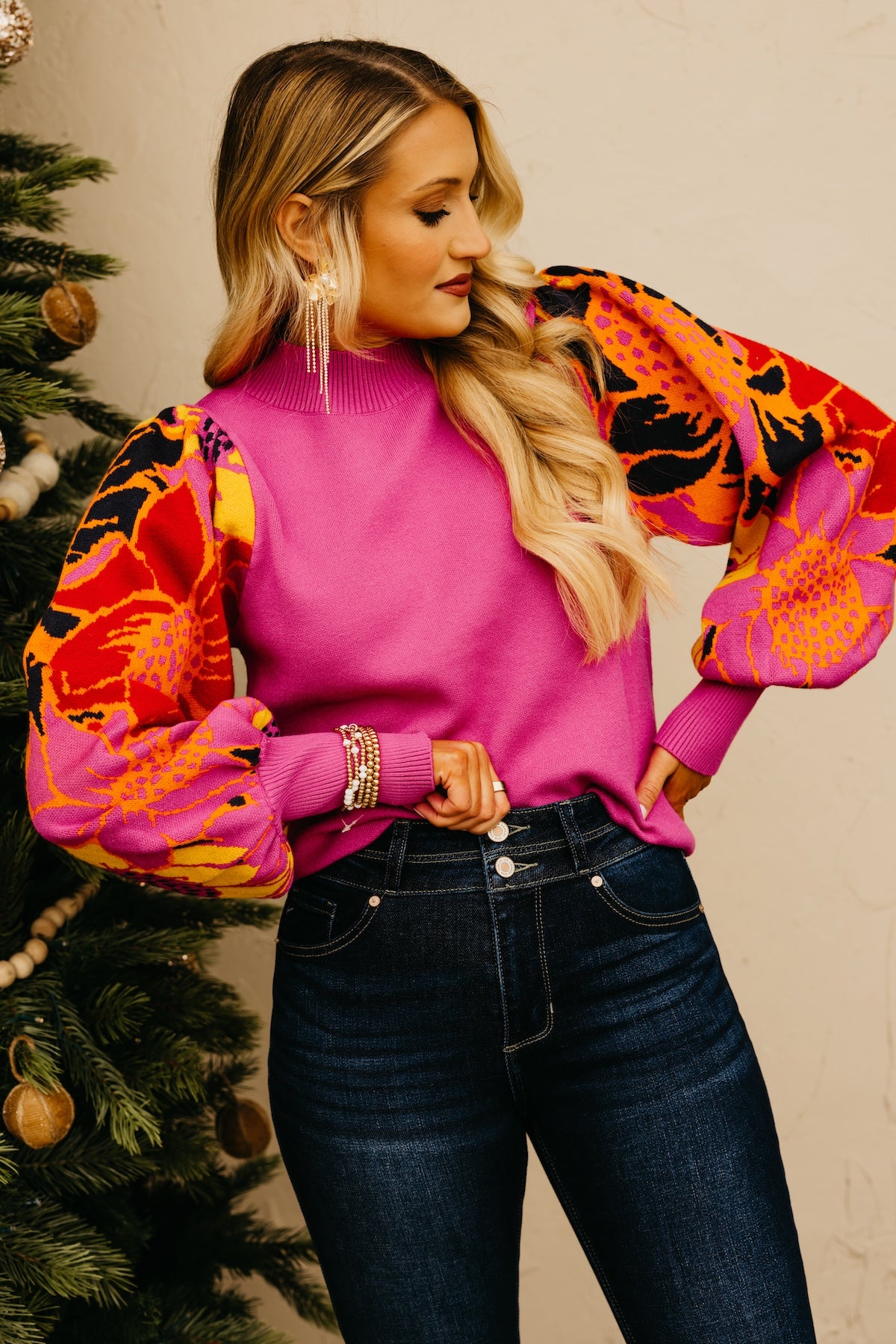 The Delilah Floral Sleeve Sweater