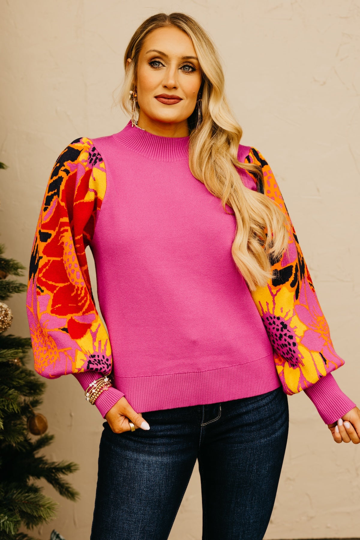 The Delilah Floral Sleeve Sweater