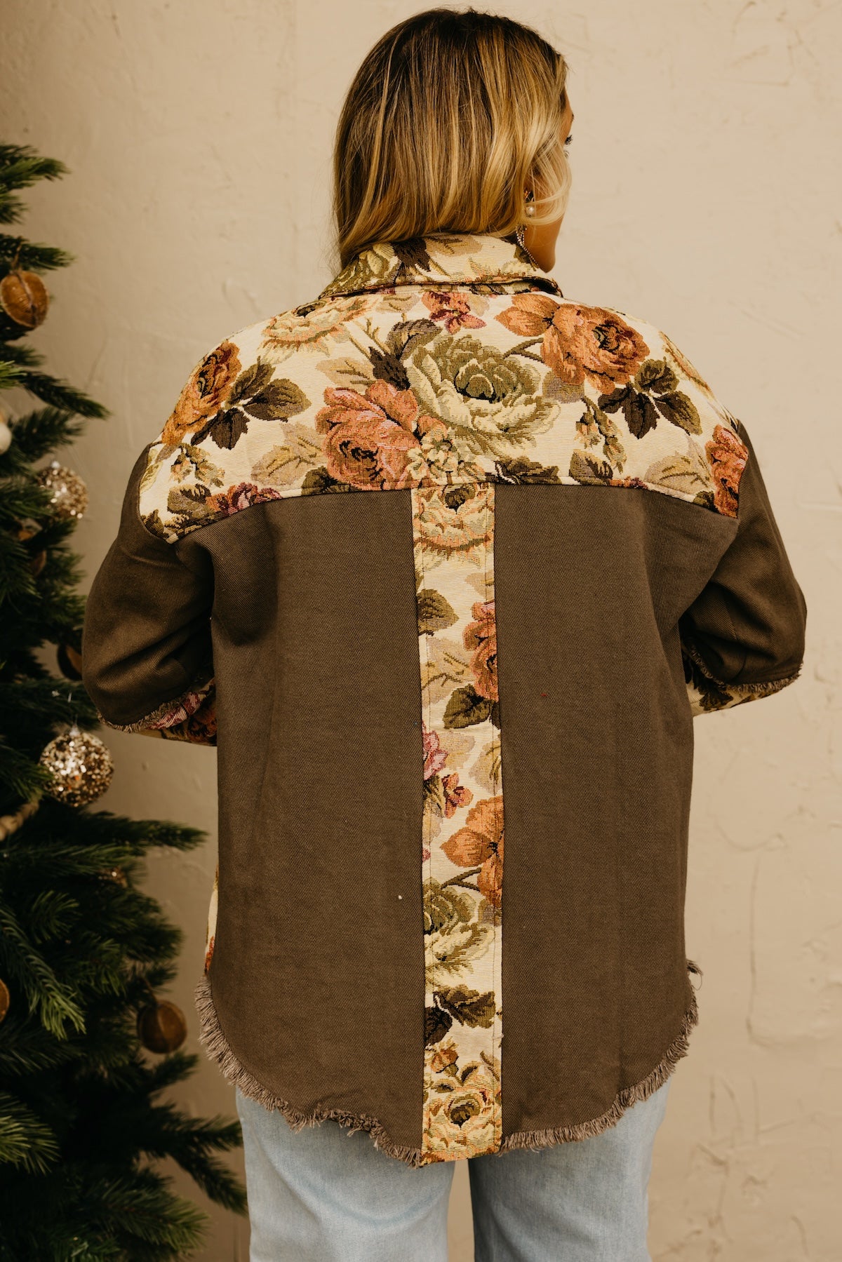 The Laney Floral Jacquard Button Down Shirt Jacket | MOD
