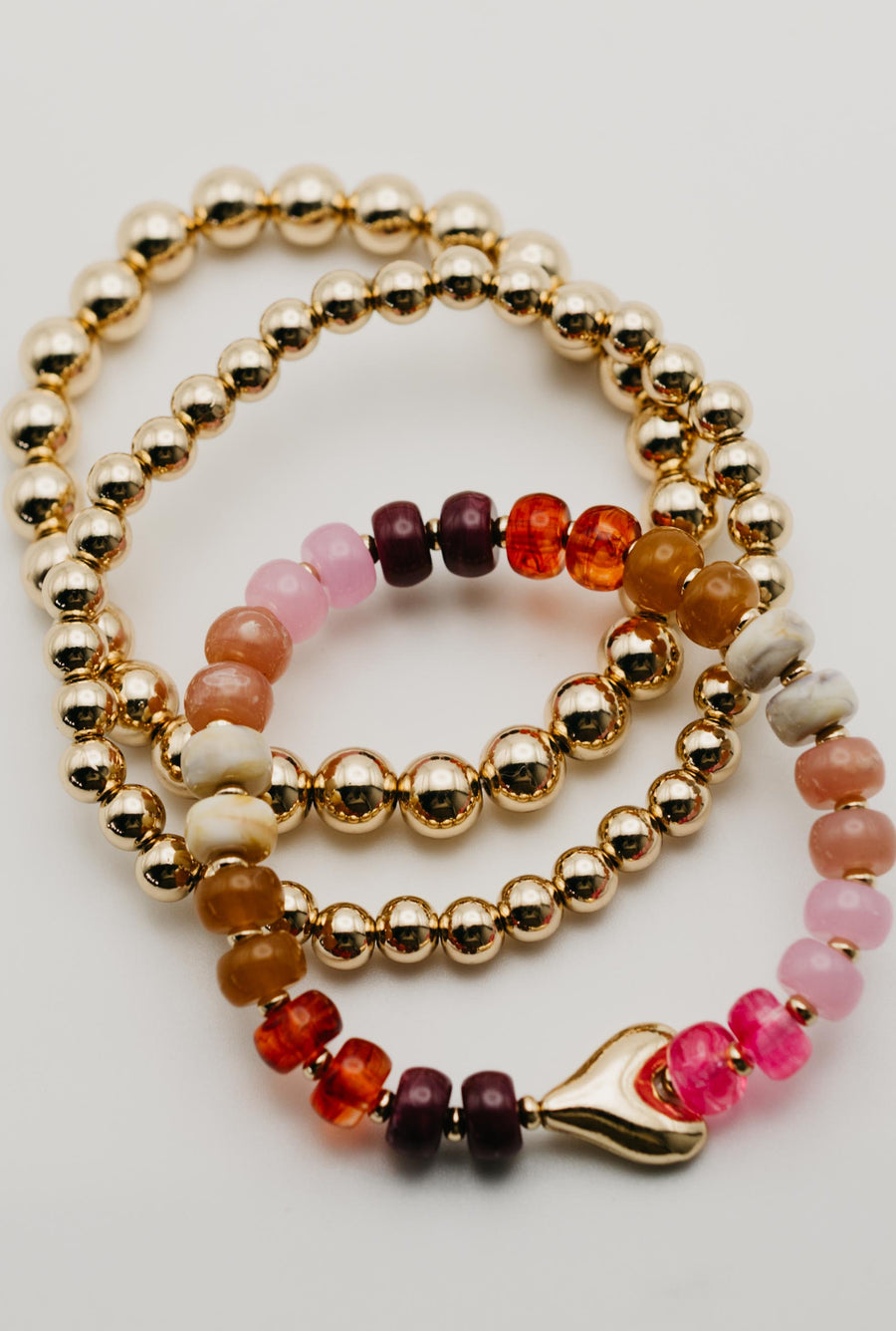The Brady Beaded Heart Stretch Bracelet Set