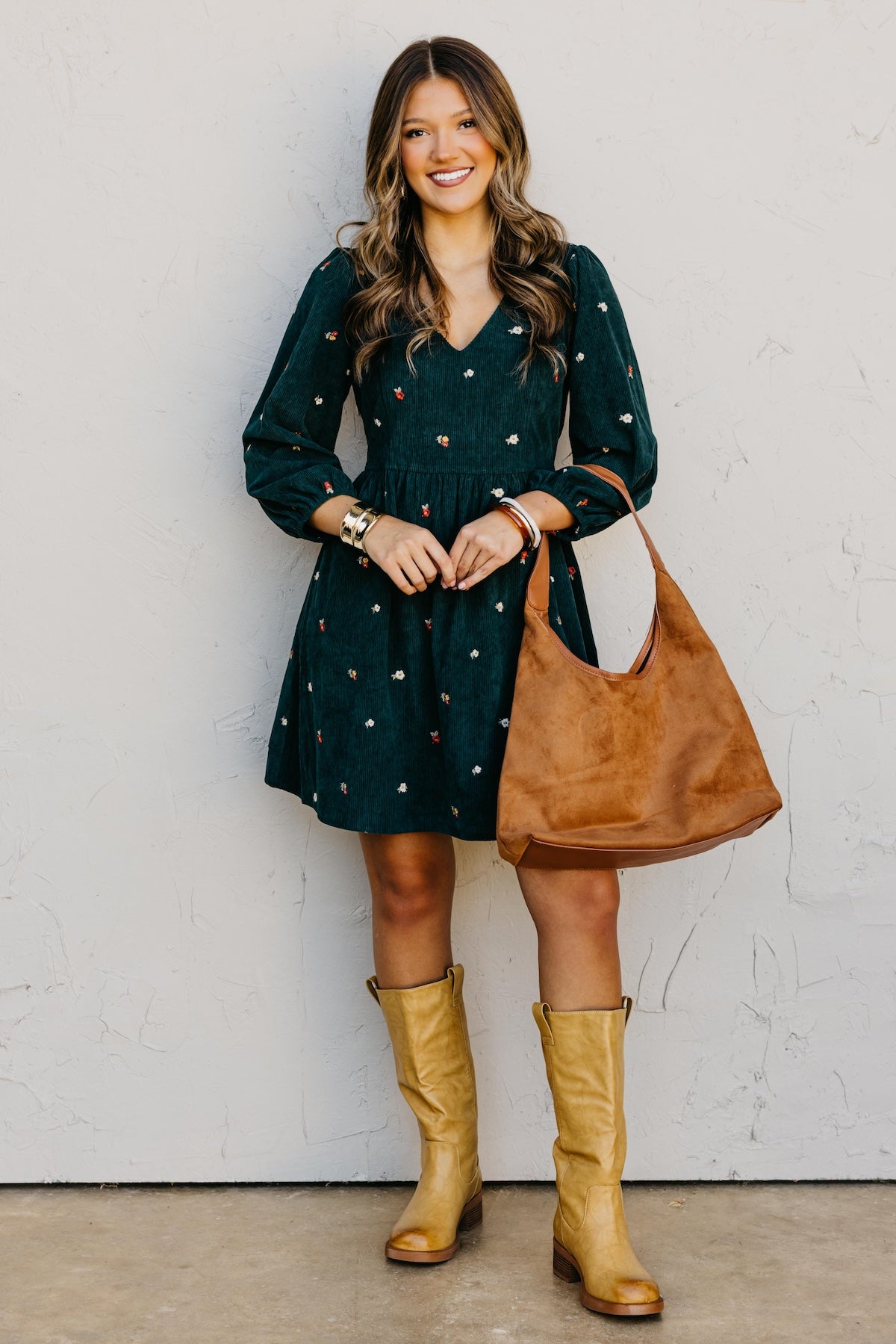 The Nalani Embroidered Corduroy Mini Dress