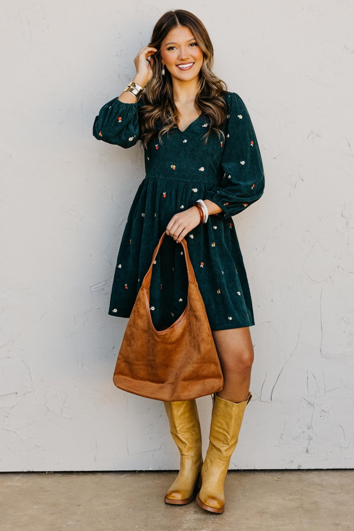 The Nalani Embroidered Corduroy Mini Dress