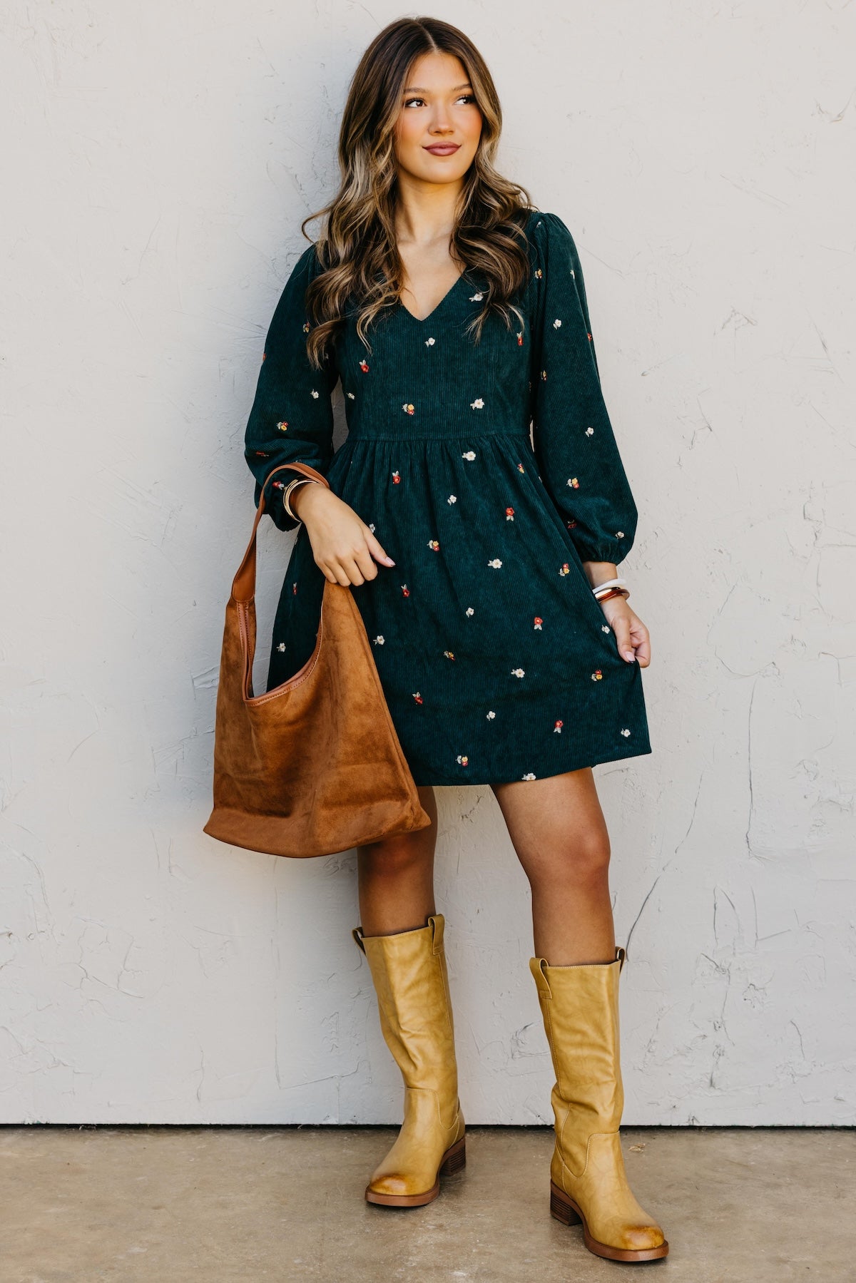 The Nalani Embroidered Corduroy Mini Dress