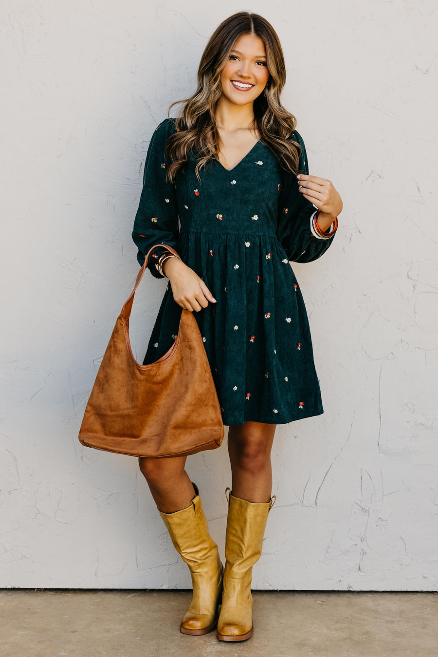 The Nalani Embroidered Corduroy Mini Dress