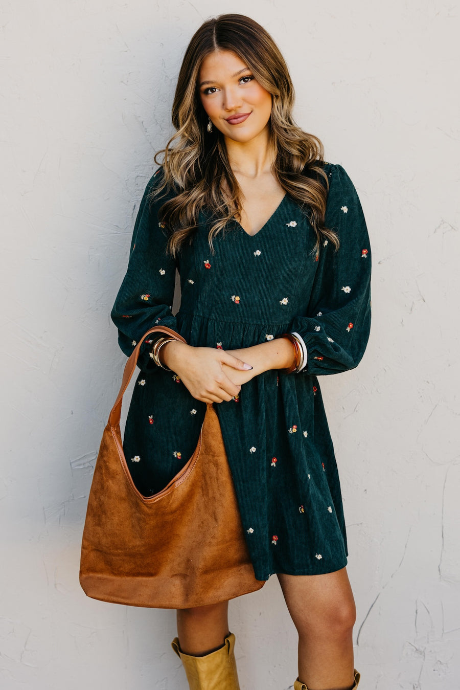 The Nalani Embroidered Corduroy Mini Dress