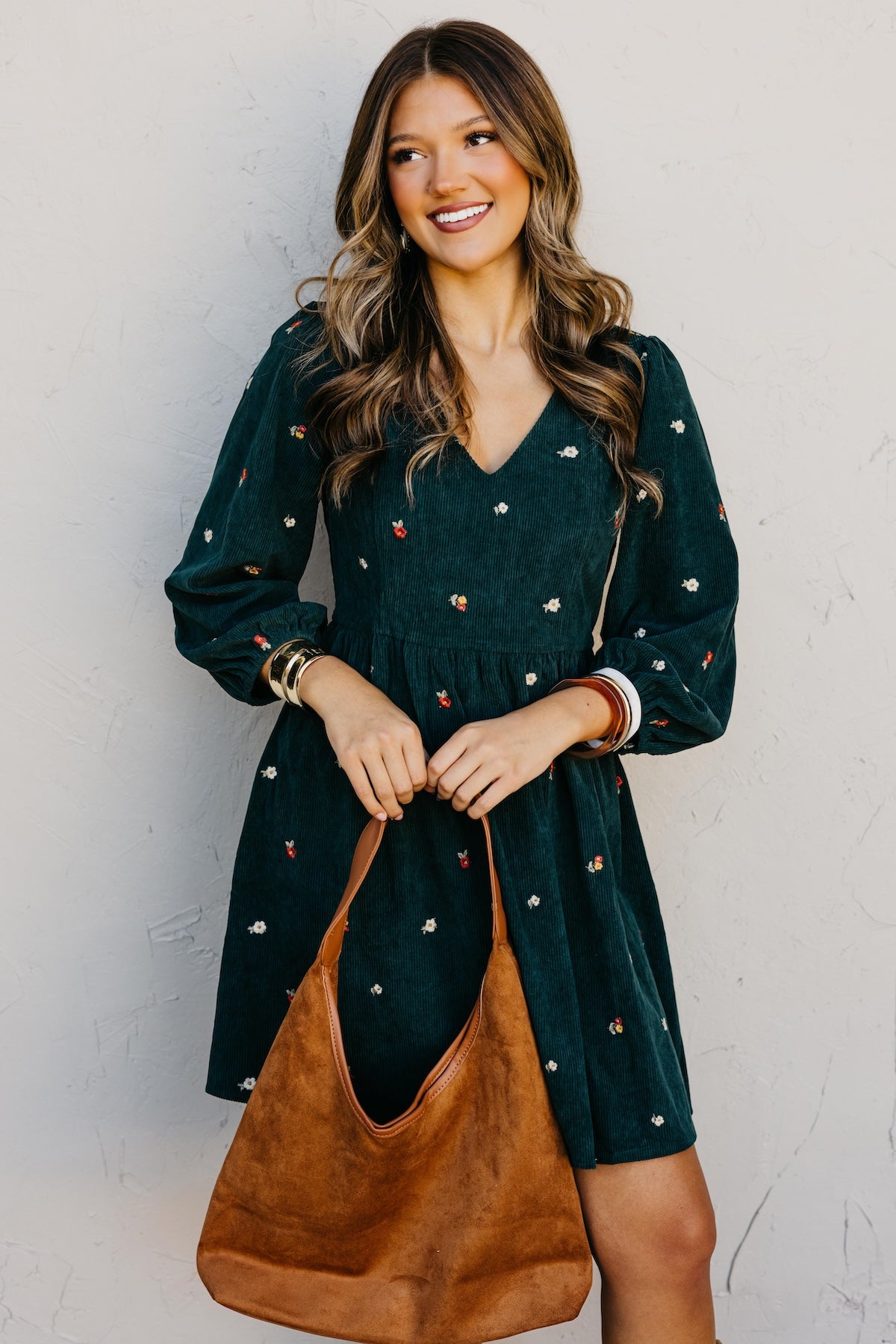 The Nalani Embroidered Corduroy Mini Dress