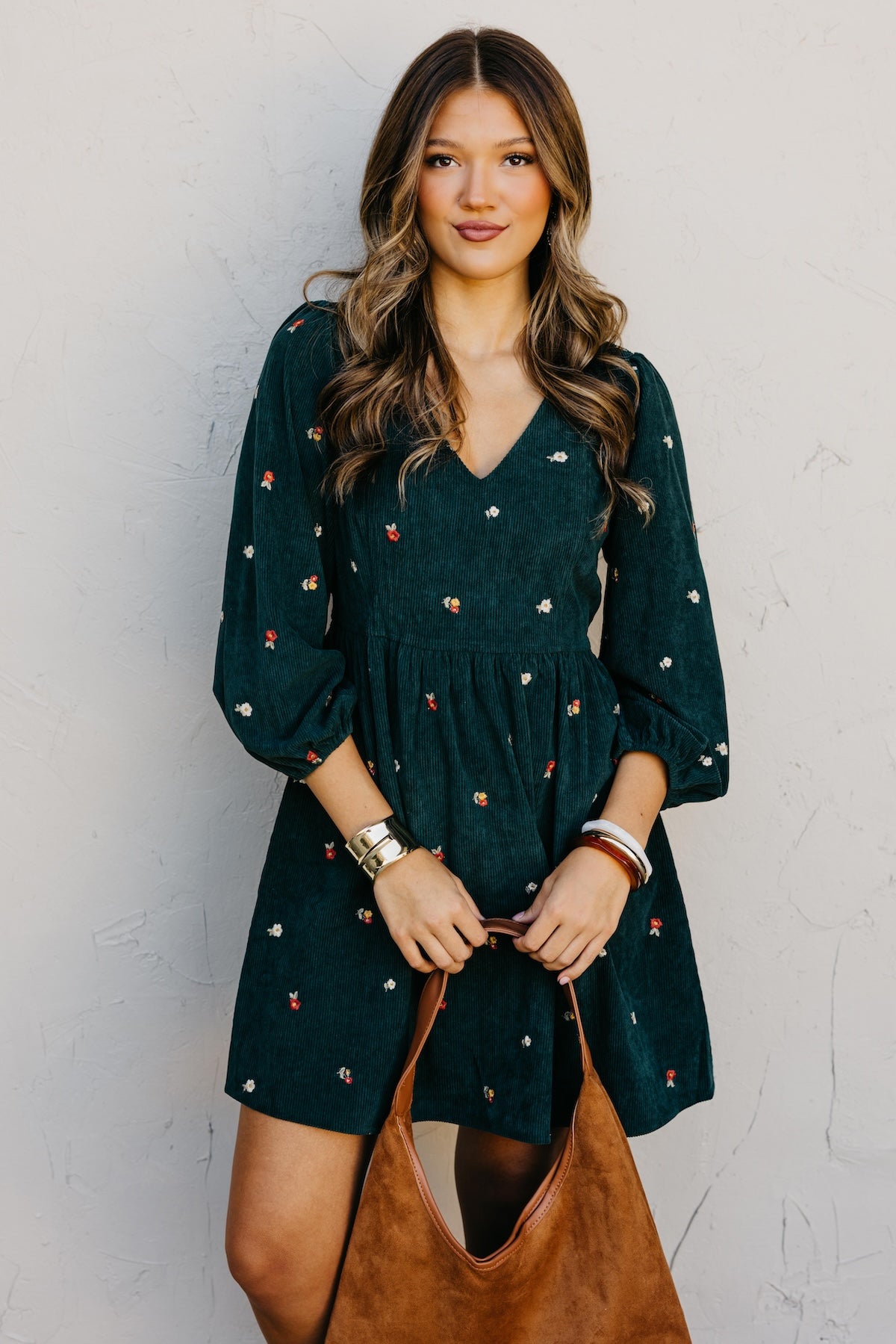 The Nalani Embroidered Corduroy Mini Dress
