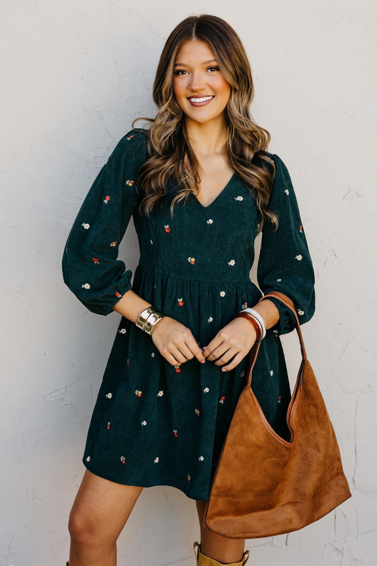 The Nalani Embroidered Corduroy Mini Dress