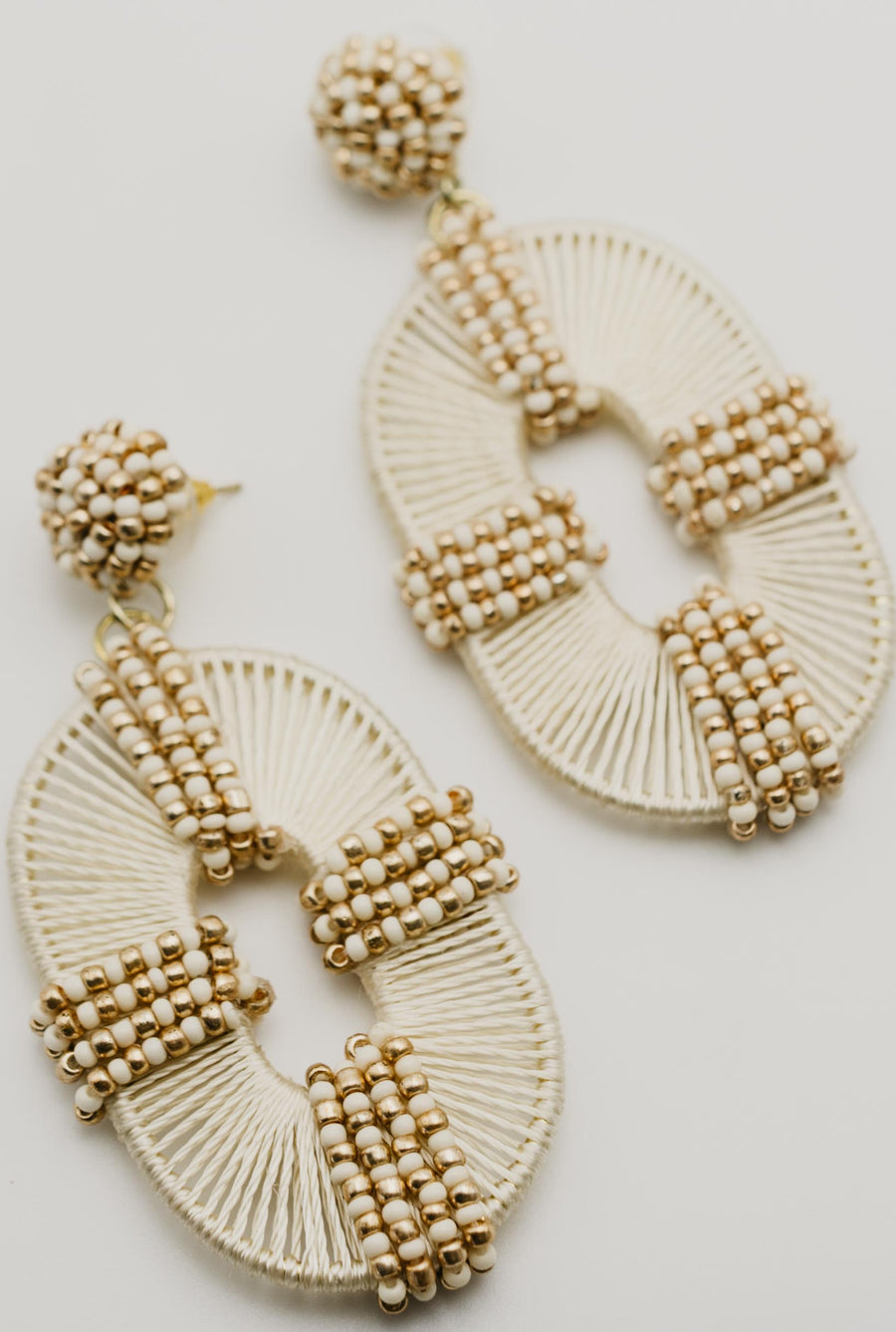 The Roanoke Mixed Bead Raffia Earring