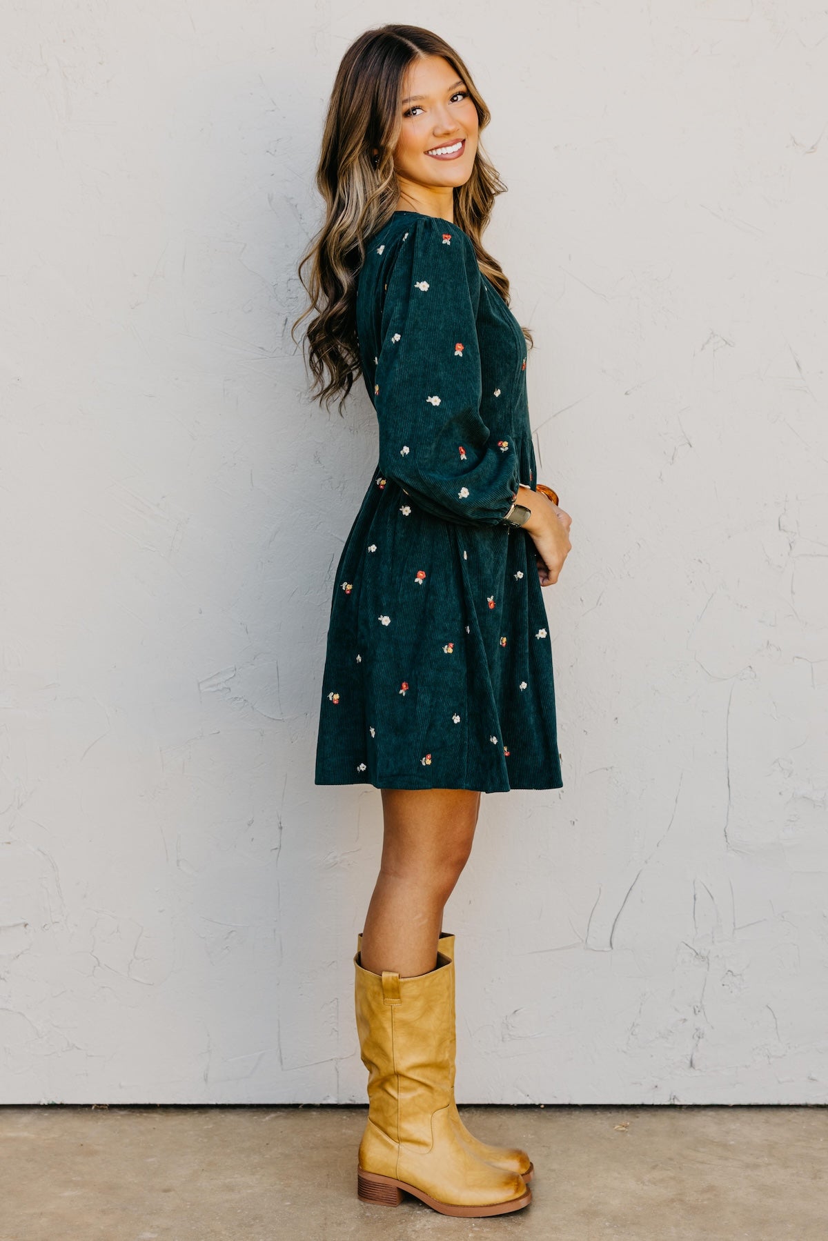 The Nalani Embroidered Corduroy Mini Dress