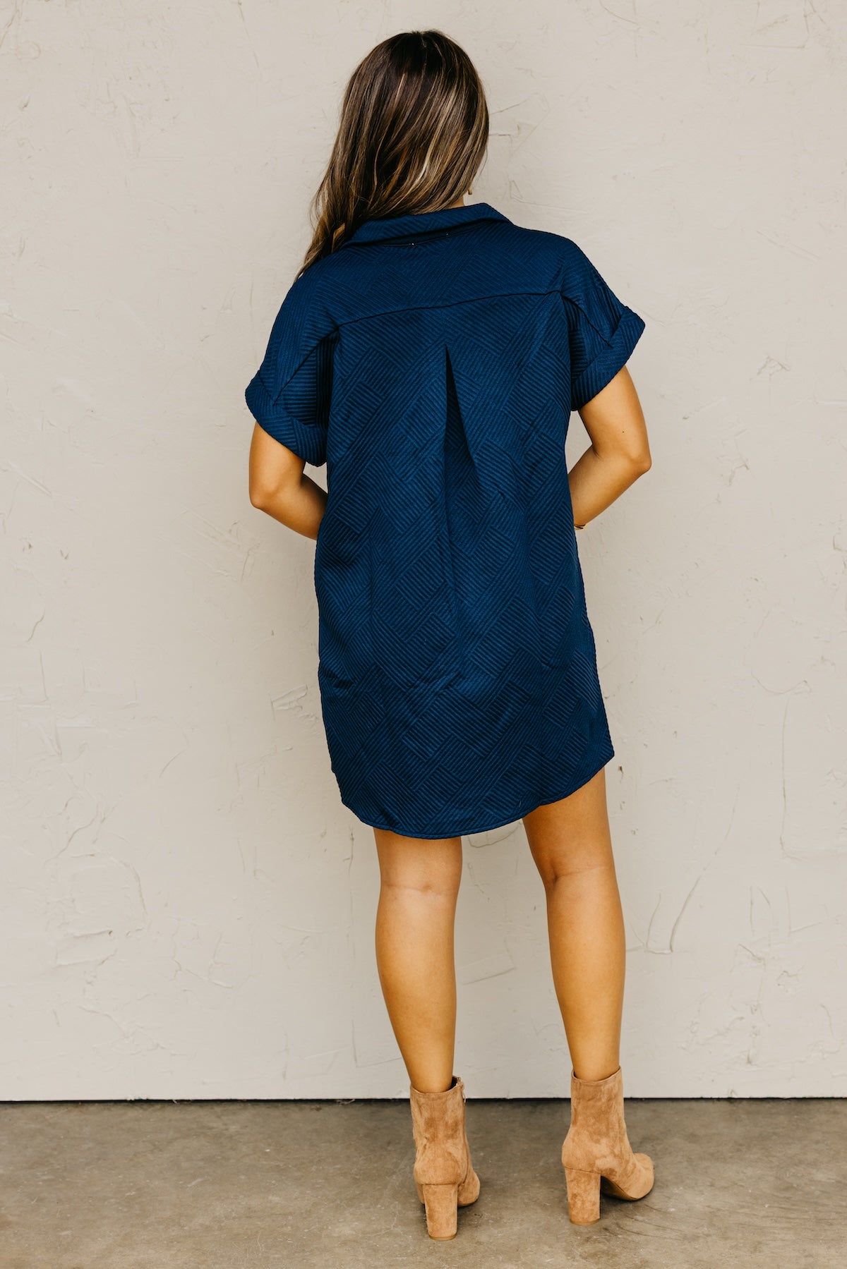 The Octavia Textured Mini Shirt Dress