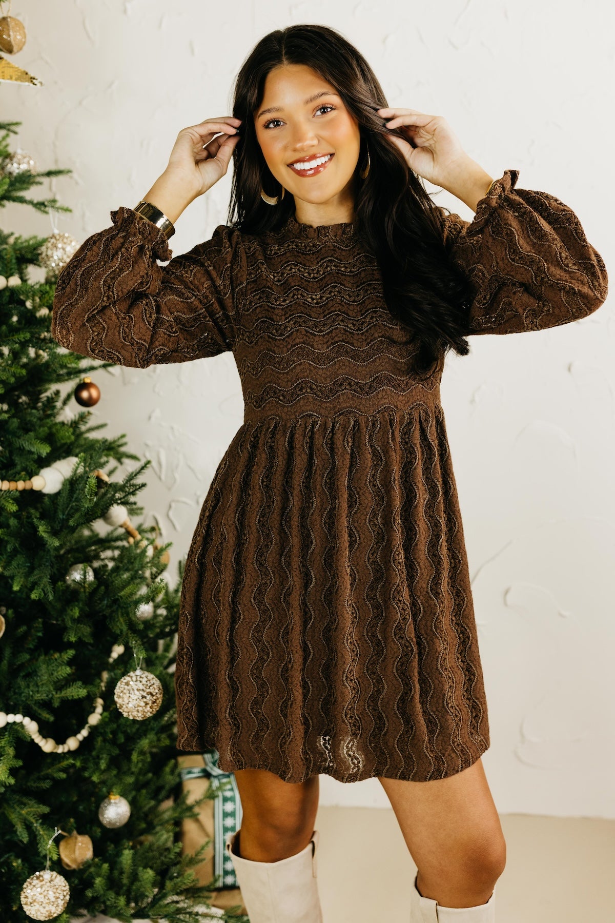 The Rose Brushed Lace Mini Dress