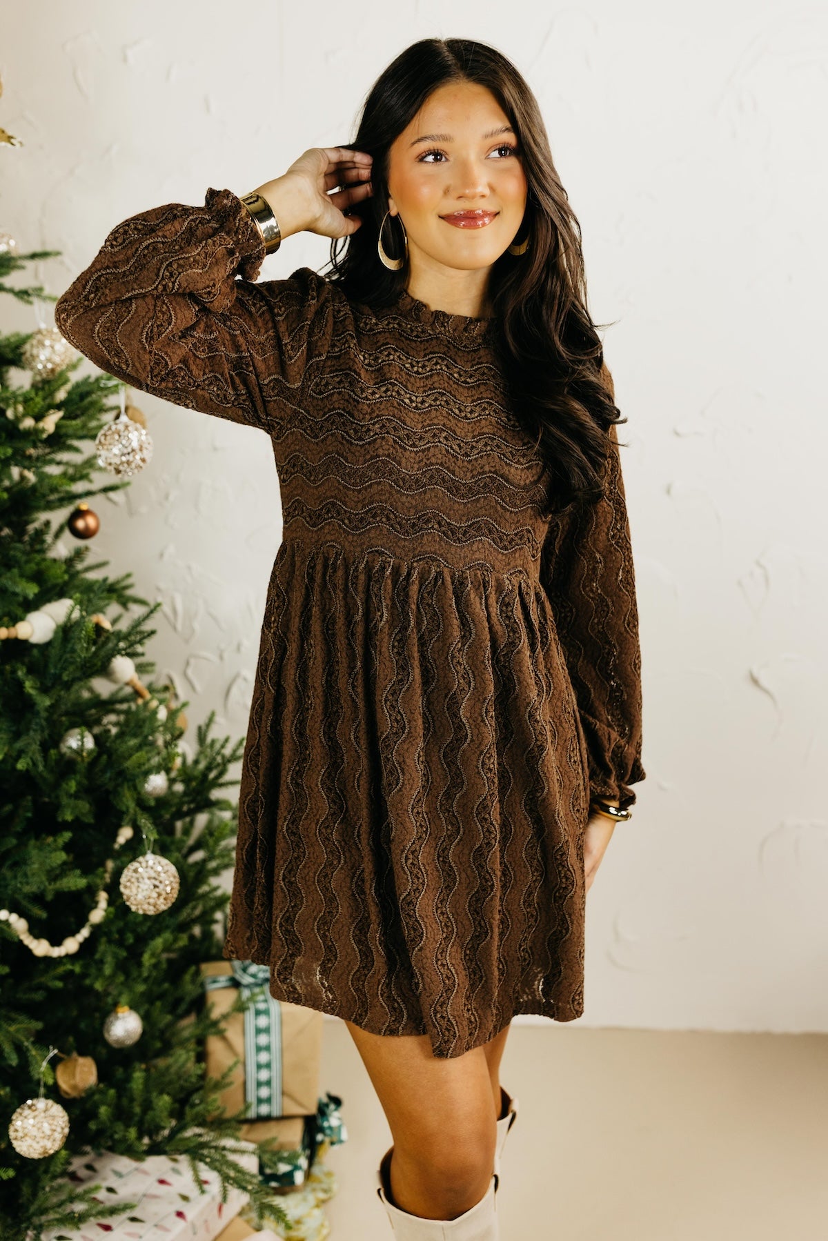 The Rose Brushed Lace Mini Dress