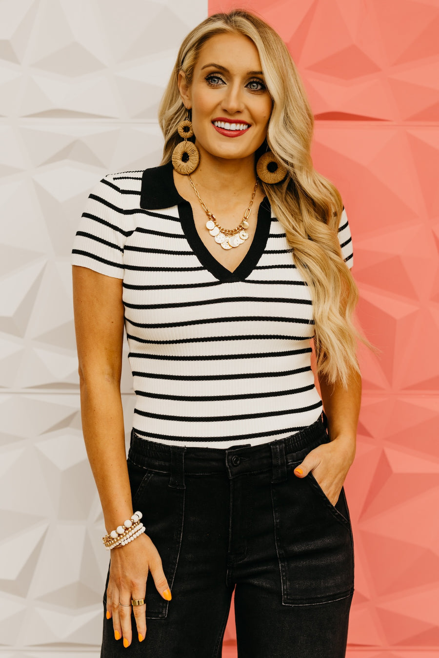 The Layton Collared Ribbed Top
