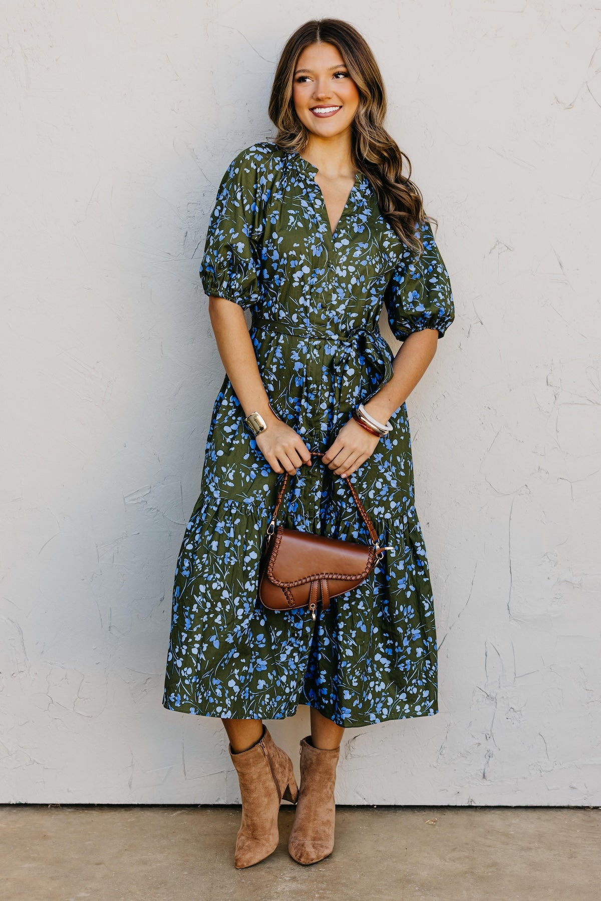 The Wynette Floral Tiered Midi Dress