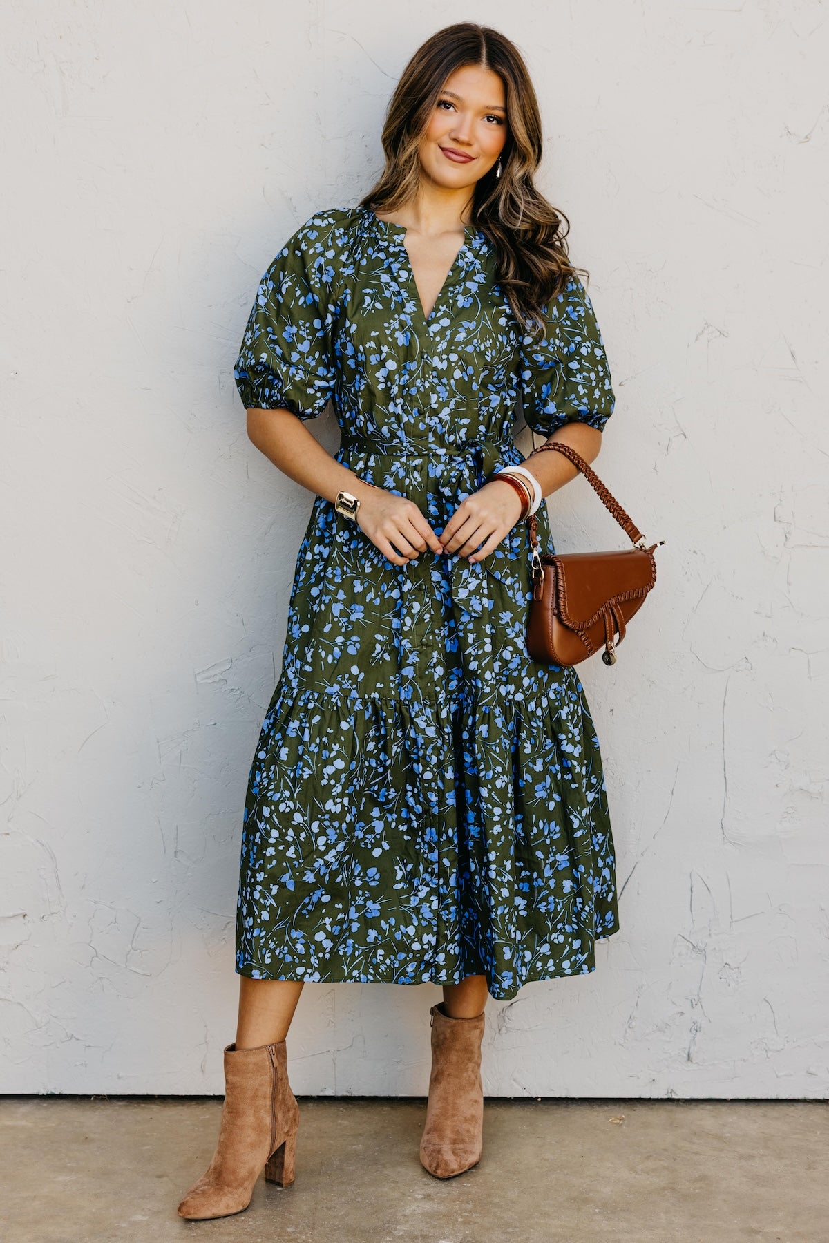 The Wynette Floral Tiered Midi Dress