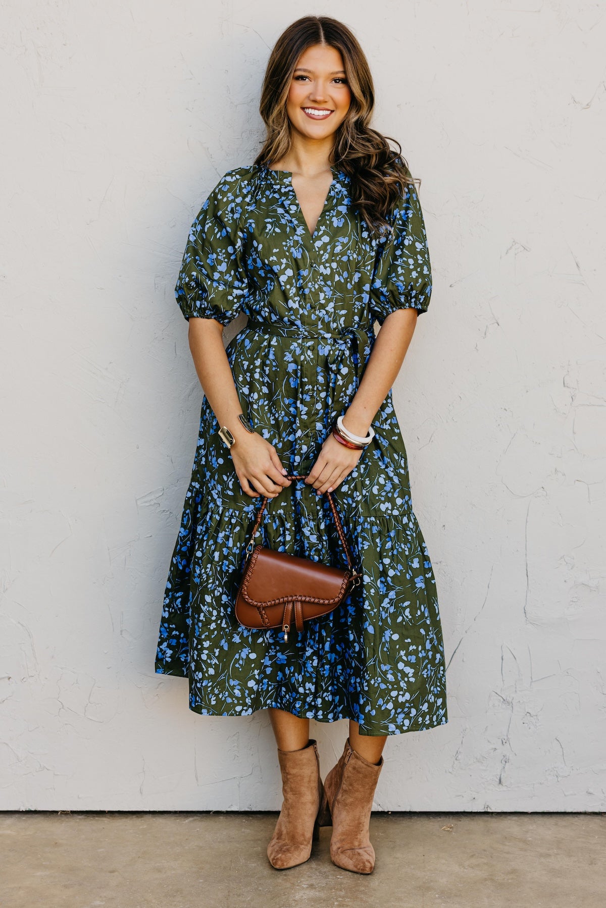 The Wynette Floral Tiered Midi Dress