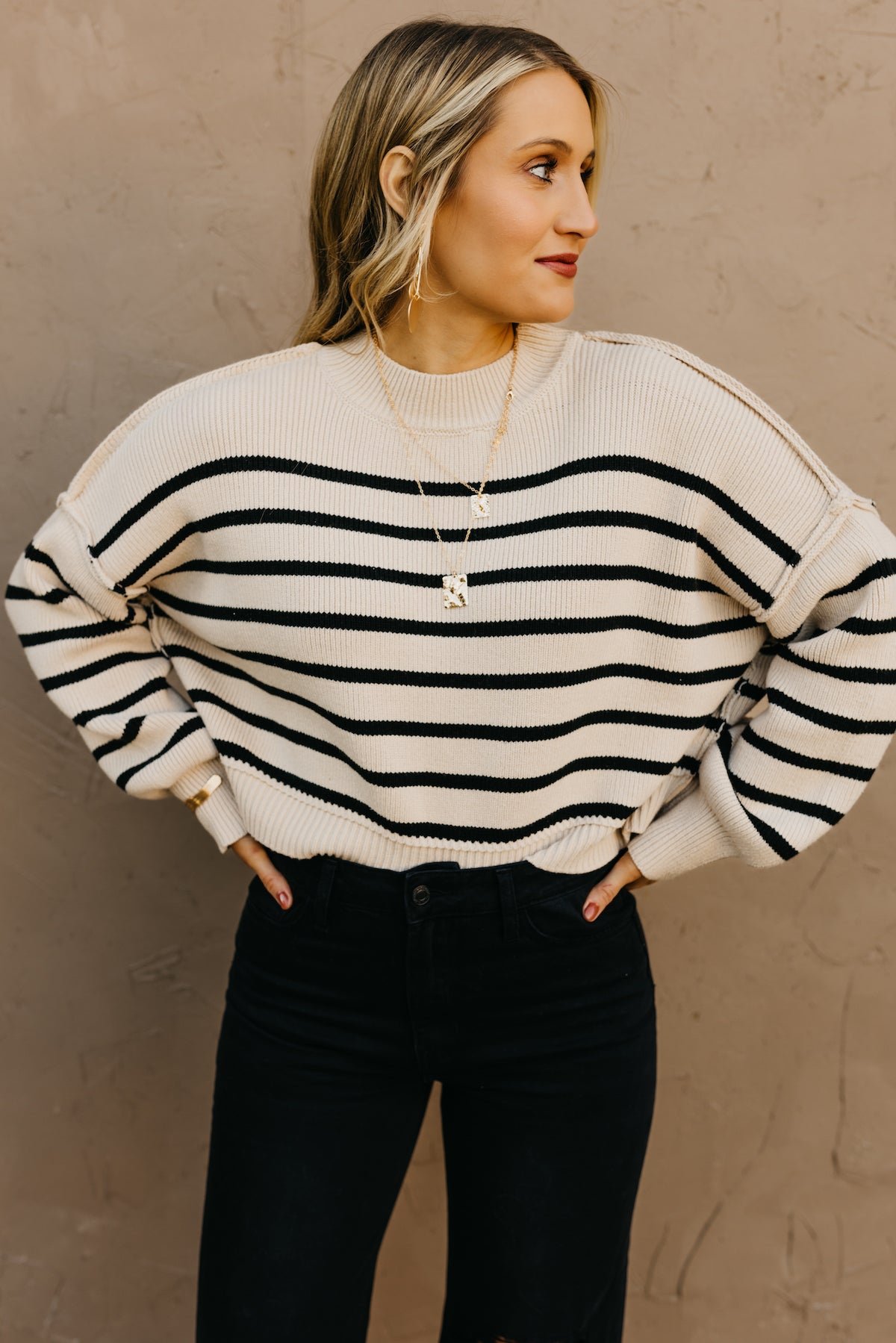 The Sysalie Reverse Seam Striped Sweater  - FINAL SALE
