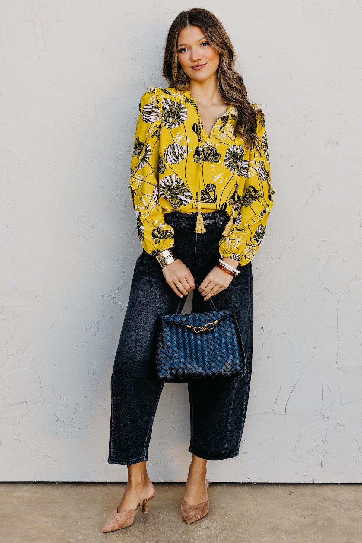 The Joey Printed Peasant Tie Top
