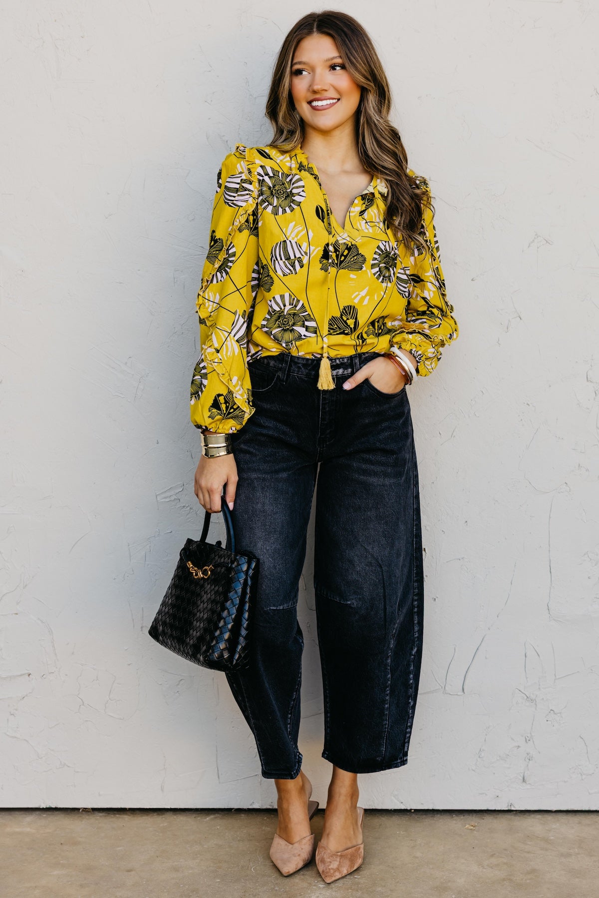 The Joey Printed Peasant Tie Top